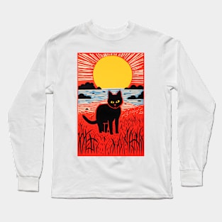 Riso-graphic Cat's Joyful Field Long Sleeve T-Shirt